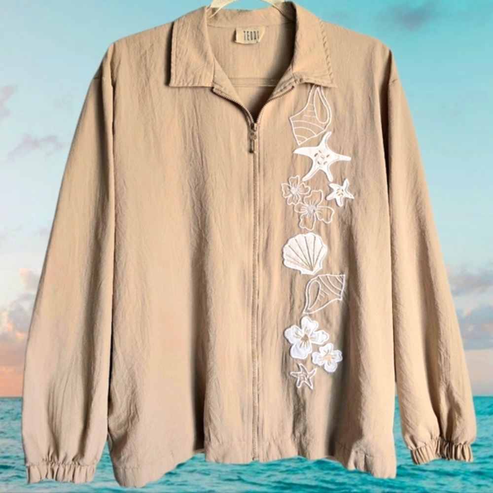 ๐Vintage Seashell Embroidered Windbreaker Jacket๐